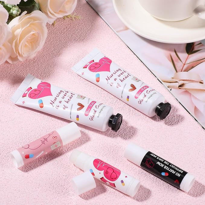 Nurse Appreciation Gifts Set Thank You Gifts Lip Balm Hand Cream for Dry Cracked Hands with Organza Bags Thank You Tags Jute for Party Holiday Nurse' Day(24 Sets)-BrightBean Baby