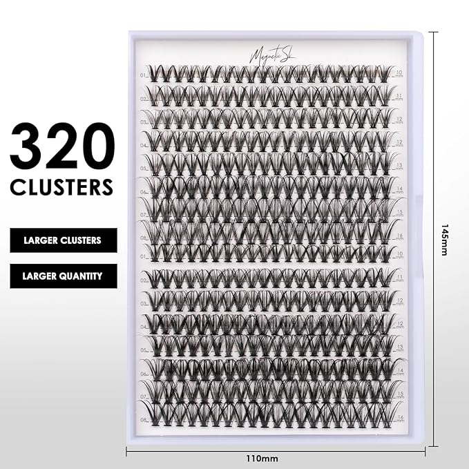 Lash Clusters 320pcs Individual Lashes 30D&40D DIY Lash Extensions D Curl Lash Clusters False Eyelashes Natural Look 10-16mm Mix Cluster Eyelash Extensions EASY TO USE (30D+40D-0.07D)-BrightBean Baby