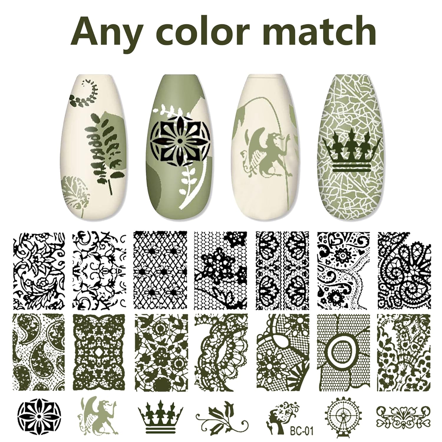 AddFavor Nail Stamper Kit 6pcs Flower Lace Vine Nail Art Stamping Plate Template with Silicone Nail Stamper and Scraper for Women Girls DIY Fingernail Manicure Stencils Tools-BrightBean Baby