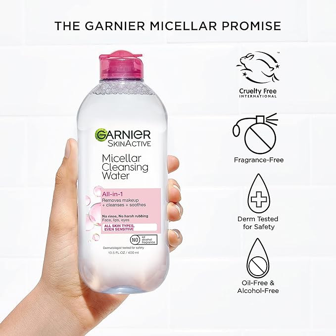Garnier Back to School Bundle|Micellar Water (400mL) + Fructis Sleek & Shine Shampoo (22 Fl Oz), Conditioner (21 Fl Oz) (3 Items), 1 Kit (Packaging May Vary)-BrightBean Baby