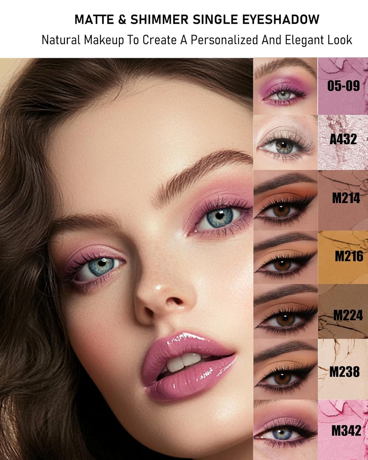 Single Matte Eyeshadow, Light Cocoa Nude Eye Shadow Brown Palette Makeup for Older Women, High Pigment Waterproof Pressed Eye Shadows Powder with Smooth Lightweight,Blendable for Daily Eye Look-214-BrightBean Baby