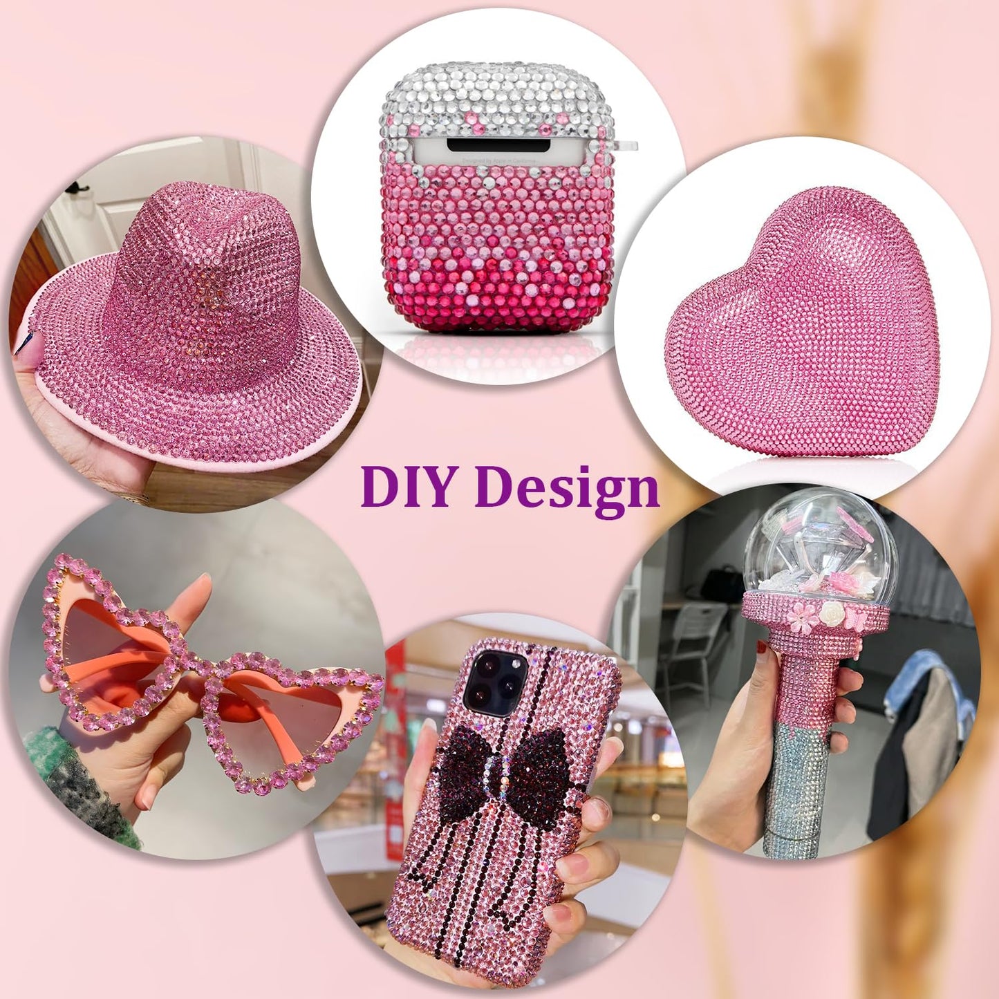 25000Pcs Resin Rhinestones with Tweezers for Crafting, Dark Pink 2-6mm Mixed Sizes Non Hotfix Flatback Gems, Bedazzling Crystal for DIY Craft Clothing Mugs Tumblers Shoes Fabric Decor Nail Art-BrightBean Baby