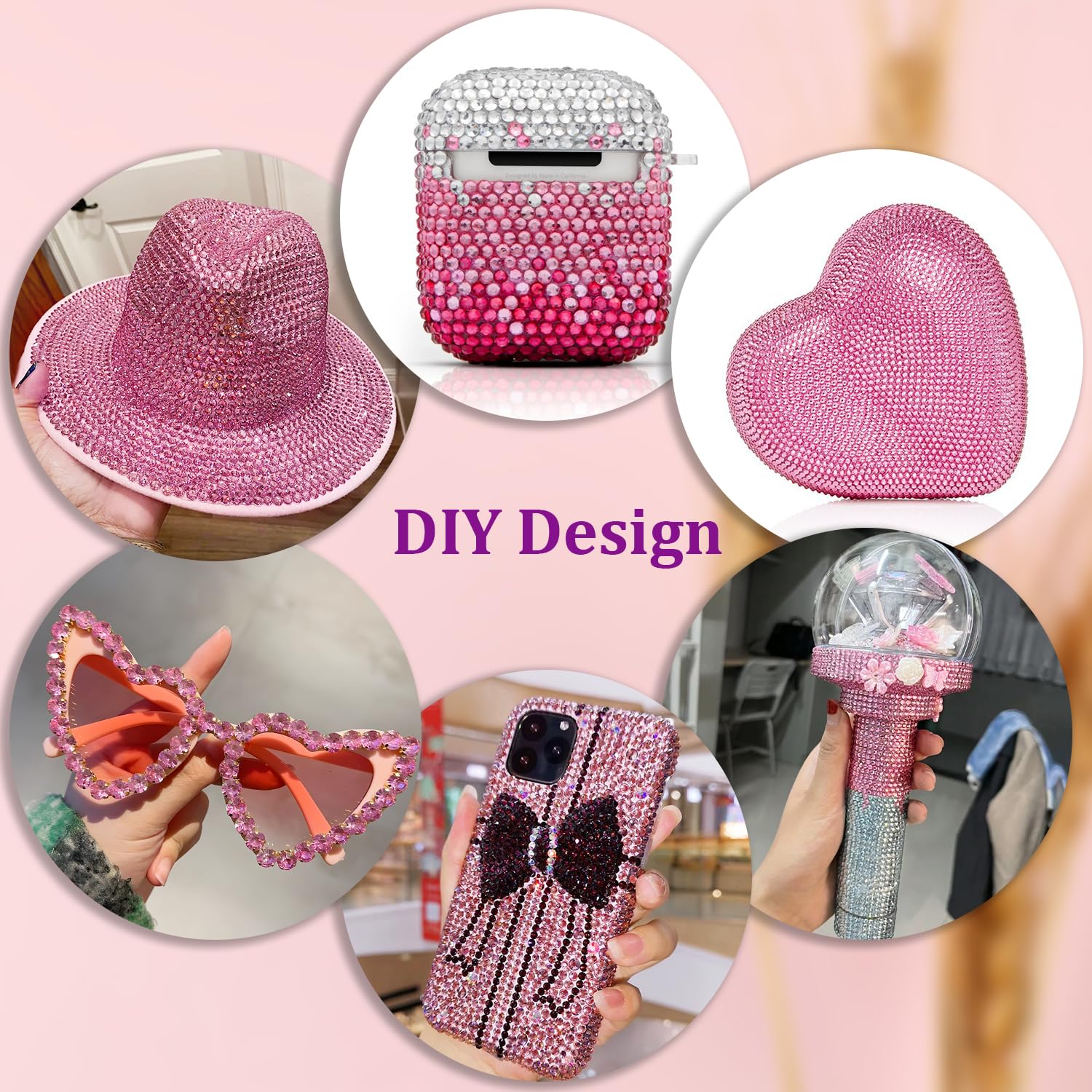 25000Pcs Resin Rhinestones with Tweezers for Crafting, Dark Pink 2-6mm Mixed Sizes Non Hotfix Flatback Gems, Bedazzling Crystal for DIY Craft Clothing Mugs Tumblers Shoes Fabric Decor Nail Art-BrightBean Baby