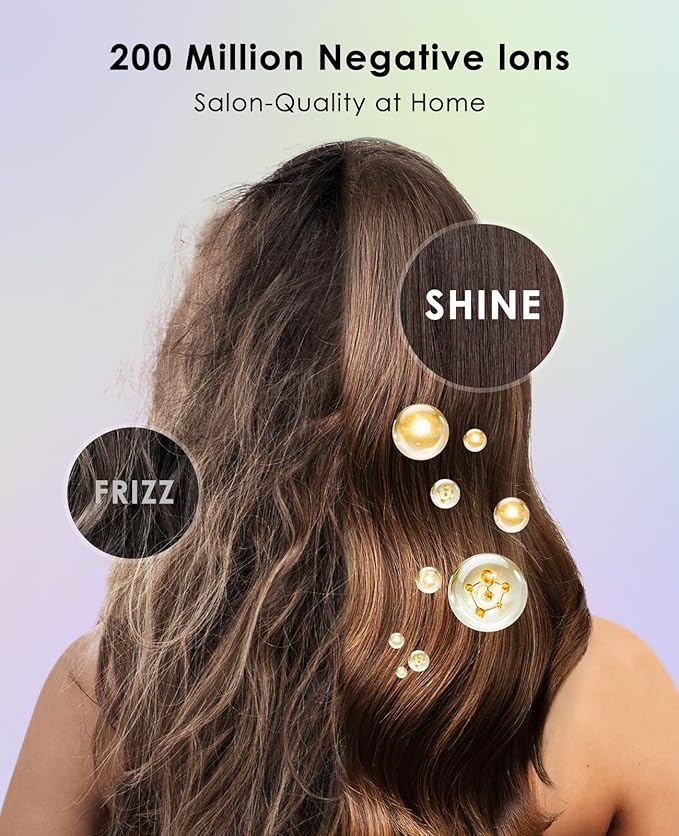 Hair Dryer with Diffuser for Curly Hair, Negative Ionic Hairdryer, High-Speed Blow Dryer with 110, 000 RPM Brushless Motor, Fast Drying Lightweight Travel Hairdryer, Low Noise Quiet Hair Dryers-BrightBean Baby