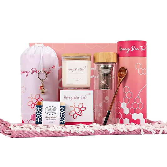 Honey Bee Tea™ Gift Set | Gifts for Women | 7 Piece Set | Hand Picked Beautifully Packaged | Luxury Spa Gift Featuring Naples Soap Company-BrightBean Baby