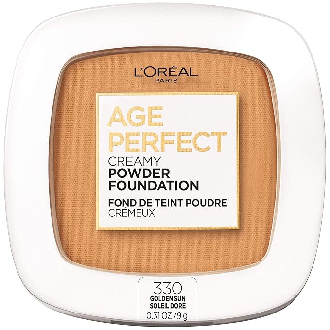 L’Oréal Paris Age Perfect Creamy Powder Foundation Compact, 330 Golden Sun, 0.31 Ounce-BrightBean Baby