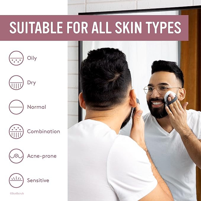 Sud Scrub® Antimicrobial Silicone Face Scrubber, 1 Pack, Gentle Face Exfoliator for Sensitive Skin, Eco Friendly Facial Cleansing Brush, Exfoliating Face Brush for Men and Women (Pink)-BrightBean Baby