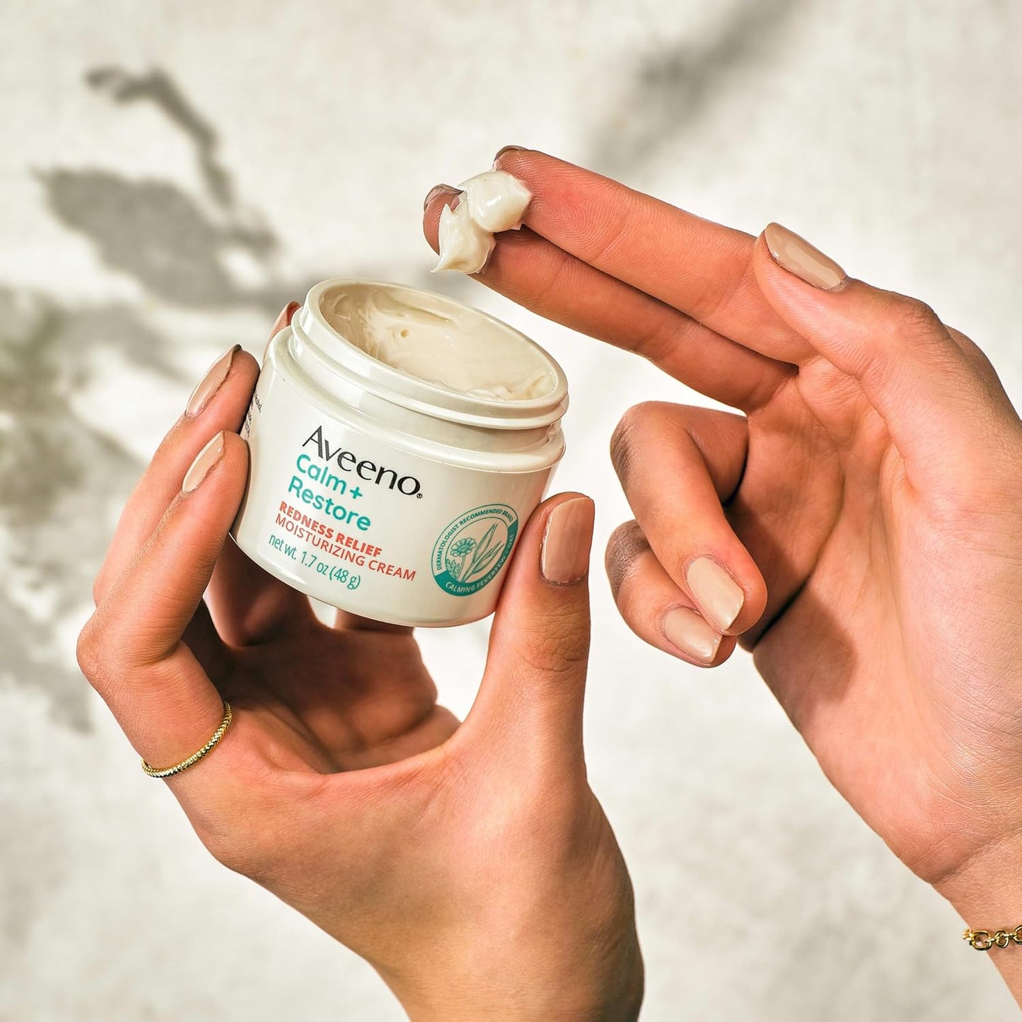 Aveeno Calm + Restore Facial Moisturizer Face Cream for Redness Relief, Non-Comedogenic, Ceramide & Vitamin B5, Hydrating for Dry, Sensitive Skin, Hypoallergenic, Fragrance-Free, 1.7 oz-BrightBean Baby