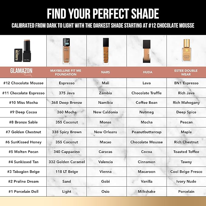 Glamazon Second to None Foundation Stick, Sunkissed Tan, Light-to-Full Coverage, Weightless Makeup With a Glowy Natural Finish-BrightBean Baby