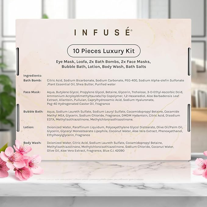 10-Piece Spa Gift Box for Women | Self-Care Set with Eye Mask, Loofa,Bath Bombs,Face Masks,Bubble Bath, Lotion, Body Wash & Bath Salt | Gift for Mom, Grandma, Wife, Bridesmaid or Loved Ones-BrightBean Baby