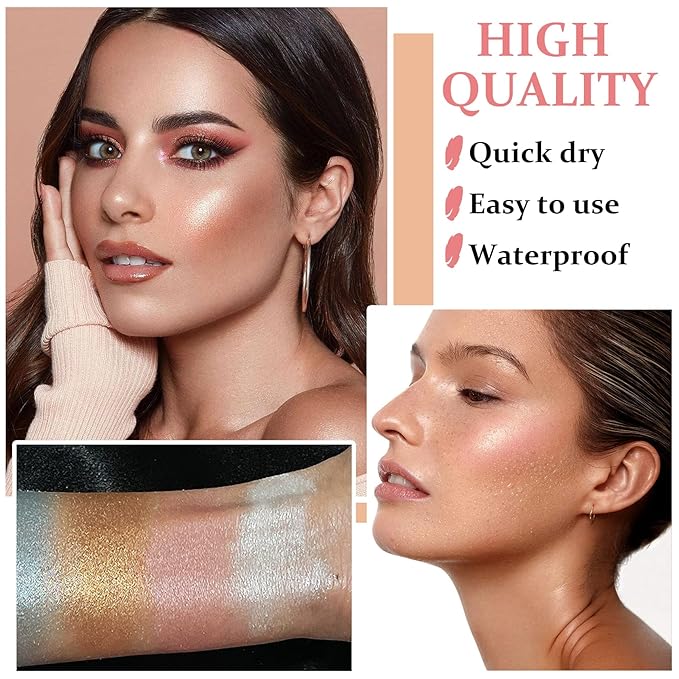 Polvo De Hadas Highlighter Glitter Stick Body Glitter Shimmer Face Brightening Highlighter Contour Powder Makeup Stick Face Blusher Fairy Glitter Highlighter Makeup - 02#Fairy Pink-BrightBean Baby