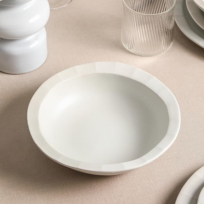 Stone Lain Oasis 4-Piece Pasta Bowl Set Stoneware, White