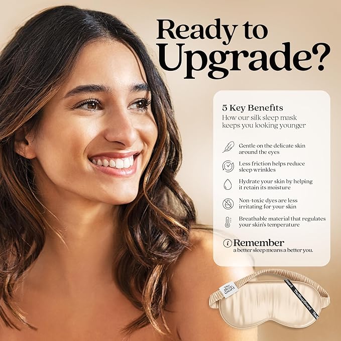 Pure Silk Sleep Mask [100% 6A Mulberry Silk, 22 Momme] Light Blocking Travel Essentials. Eye Masks for Sleeping. Black Oeko-Tex Blindfold. Eye Covers for Men & Women-BrightBean Baby