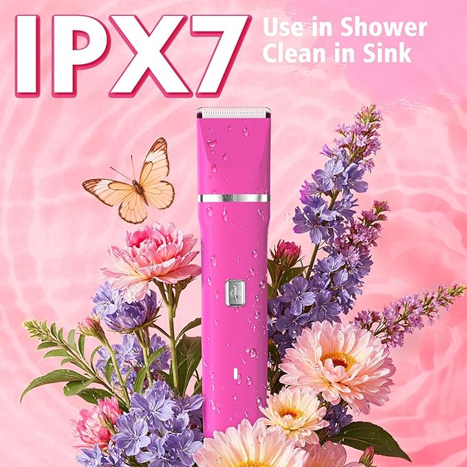 Electric Razors for Women - IPX7 Waterproof Pubic Hair Remover for Shower & Travel, 3-in-1 Bikini Trimmer with Body/Round/Curved Heads, Hypoallergenic Foil & Ceramic Blades, Self-Care Gifts for Her-BrightBean Baby
