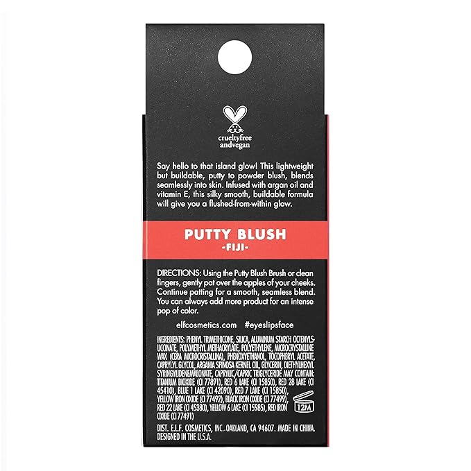 e.l.f. Putty Blush, Creamy & High-Pigment Formula For A Natural Glow, Delivers A Semi-Matte & Powder Finish, Vegan & Cruelty-Free, Fiji