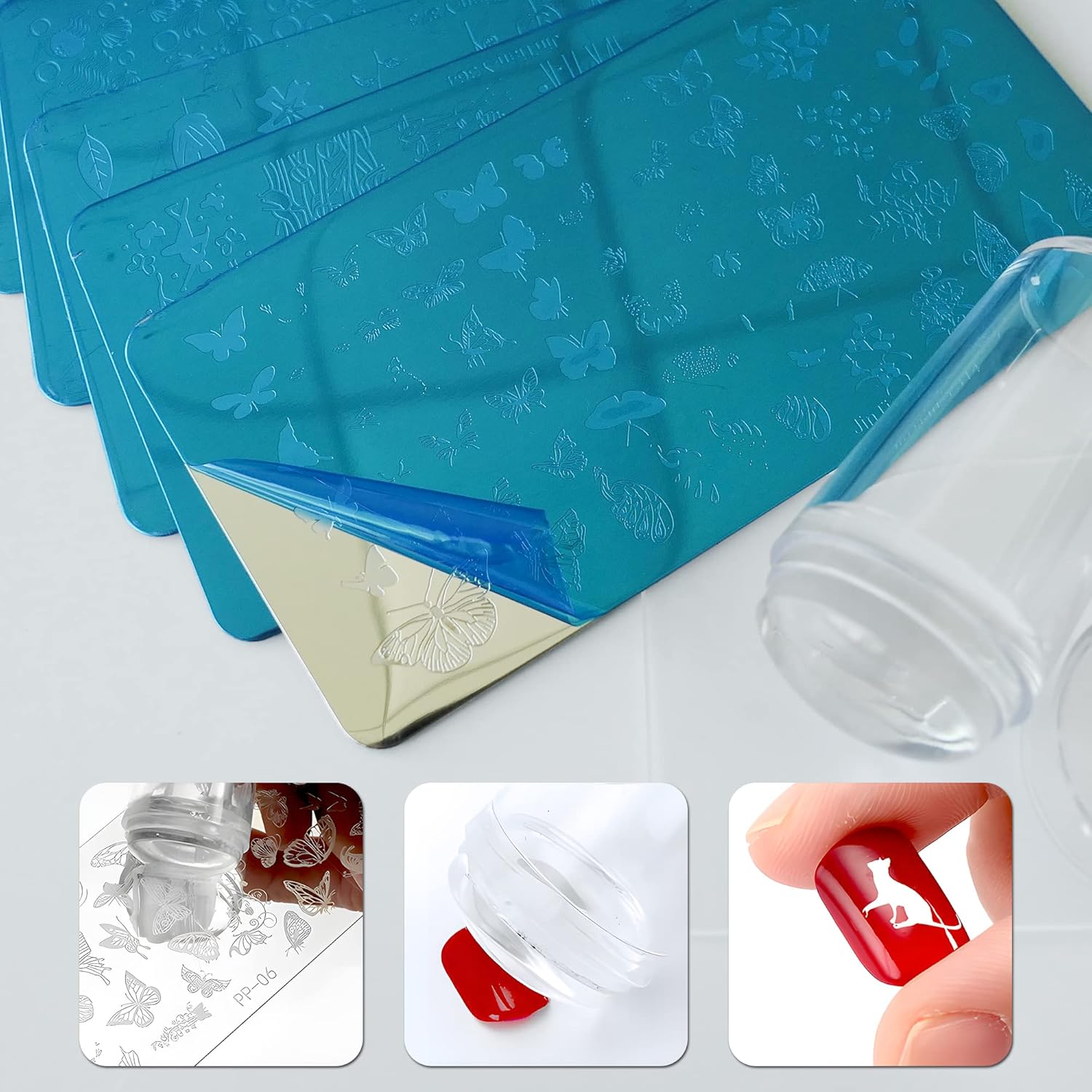 AddFavor Nail Stamper Kit - 6pcs Flower Lace Vine Stamping Plates with Silicone Stamper, Scraper & DIY Manicure Stencils-BrightBean Baby