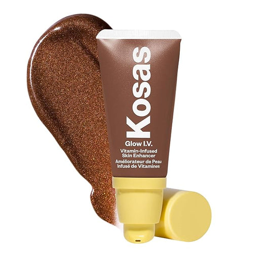 Kosas Glow I.V. Vitamin-Infused Skin Enhancer Face Makeup - Tinted Beauty Highlighter for a Healthy Glow - Energize-BrightBean Baby