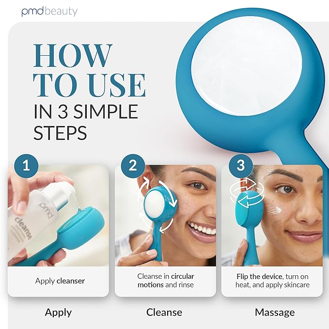 PMD Beauty Clean Pro Jade - Smart Facial Cleansing Device with Silicone Brush & Jade Gemstone ActiveWarmth Anti-Aging Massager - Waterproof - SonicGlow Vibration - Clear Pores & Blackheads-BrightBean Baby