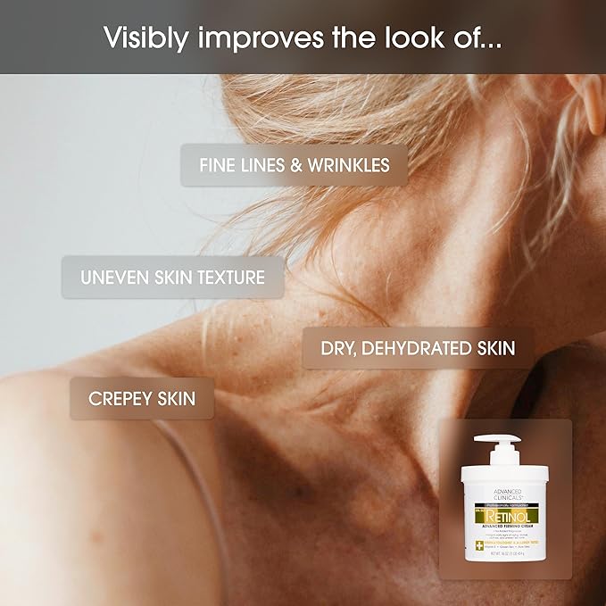 Advanced Clinicals Retinol Body Lotion + Brightening Vitamin C Cream 2pc Skin Care Set | Skin Tightening Body Moisturizer & Face Lotion | Crepey Skin Care Treatment | Skin Care Products, 2pc Set-BrightBean Baby