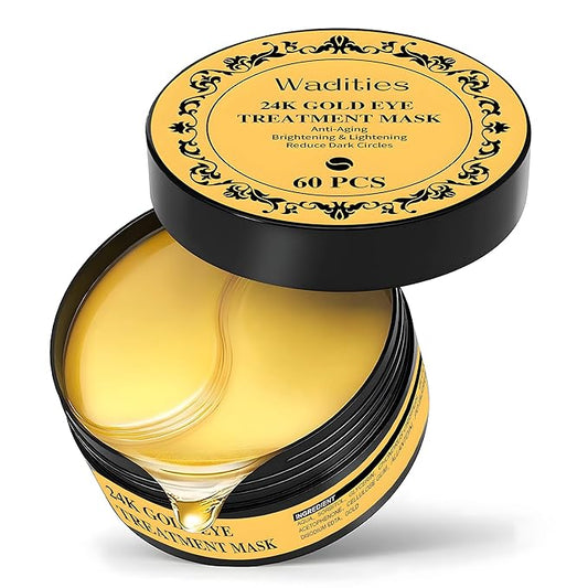 24k Gold Under Eye Patches, Eye Masks for Puffy Eyes 60 pcs, for Dark Circles and Puffiness, Hydrating Eye Mask Skincare, Eye Gel Pads for Eye Bags and Wrinkles Under Eye Treatment-BrightBean Baby