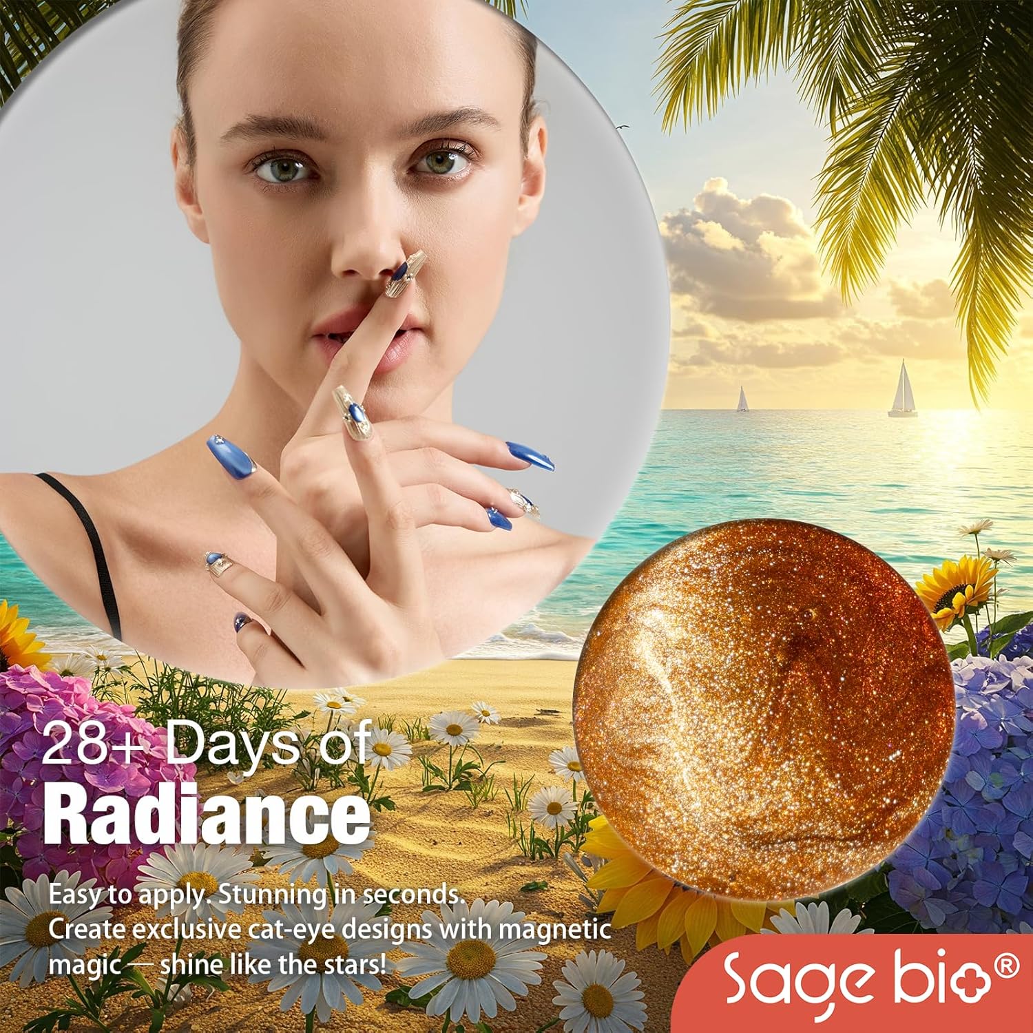 Cat Eye Gel Nail Polish, 15ml Magnetic Gel, High-Gloss Finish, Long-Lasting, DIY Manicure Kit with Magnet Stick, Stunning 3D Magnetic Effect, 06-BrightBean Baby