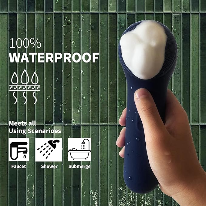 Premium Facial Cleansing Brush,Waterproof Face Scrubber,Spin & Sonic Modes with 3 Intensities,Magnetic 3-Head System for Deep Pore Cleaning, Gentle Exfoliation & Sensitive Skin Care - for Women & Men-BrightBean Baby