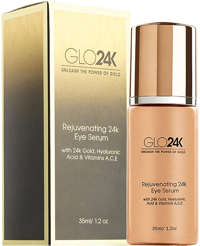 GLO24K Eye Serum with 24k Gold, Hyaluronic Acid, and Vitamins A,C,E. Potent Formula for the delicate skin around the eyes.-BrightBean Baby