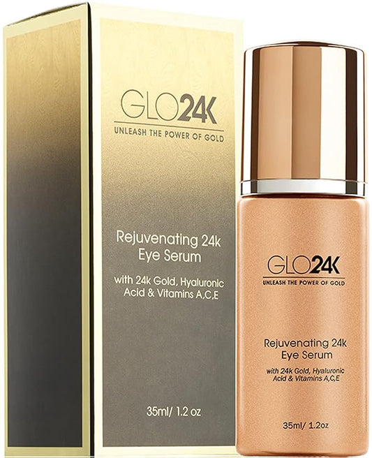 GLO24K Eye Serum with 24k Gold, Hyaluronic Acid, and Vitamins A,C,E. Potent Formula for the delicate skin around the eyes.-BrightBean Baby