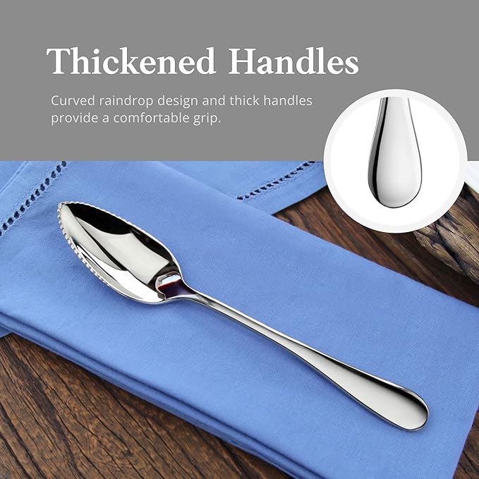 Artaste Rain 18/10 Stainless Steel (Silver (Set of 6), Grapefruit Spoon (6.35-Inch))