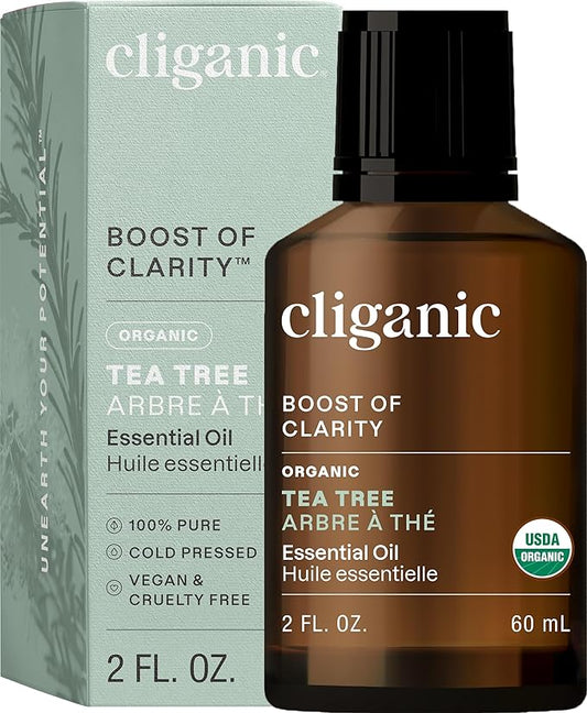 Cliganic Organic Tea Tree Essential Oil - 100% Pure Natural for Aromatherapy Diffuser | Non-GMO Verified (Packaging May Vary)-BrightBean Baby