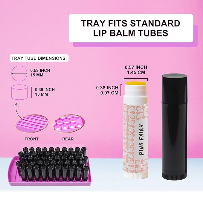 Lip Balm Filling Tray Kit - 1x Filling Tray, 1x Spatula, 50x Lip Balm Tubes (Black), 50x Writable Sticker (3 colors), 50x Printed Stickers (Transparent) - DIY Homemade Lip Balm - Gift Idea-BrightBean Baby