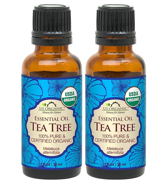 US Organic 100% Pure Tea Tree Essential Oil, Steam Distilled, USDA Certified Organic, for Hair, Skin, Scalp, Foot, Toenails, and Nail Polish - 30 ml, 2 Pack-BrightBean Baby