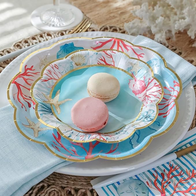 Kate Aspen Beach Party Decorations - 62 Piece Coastal Plates and Napkins Party Supplies for 16 Guests - Summer Tableware for Bridal Shower, Luau, Wedding, Pool Parties & More