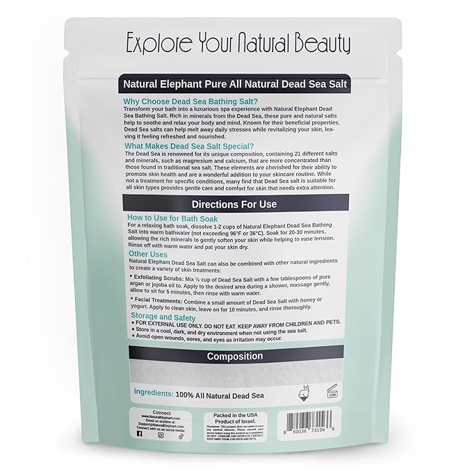 Natural Elephant Dead Sea Bath Salt |19 Pounds Bulk Bag | 100% Natural and Pure| Fine Grain | Perfect for Bathing and Soothing Soaks-BrightBean Baby