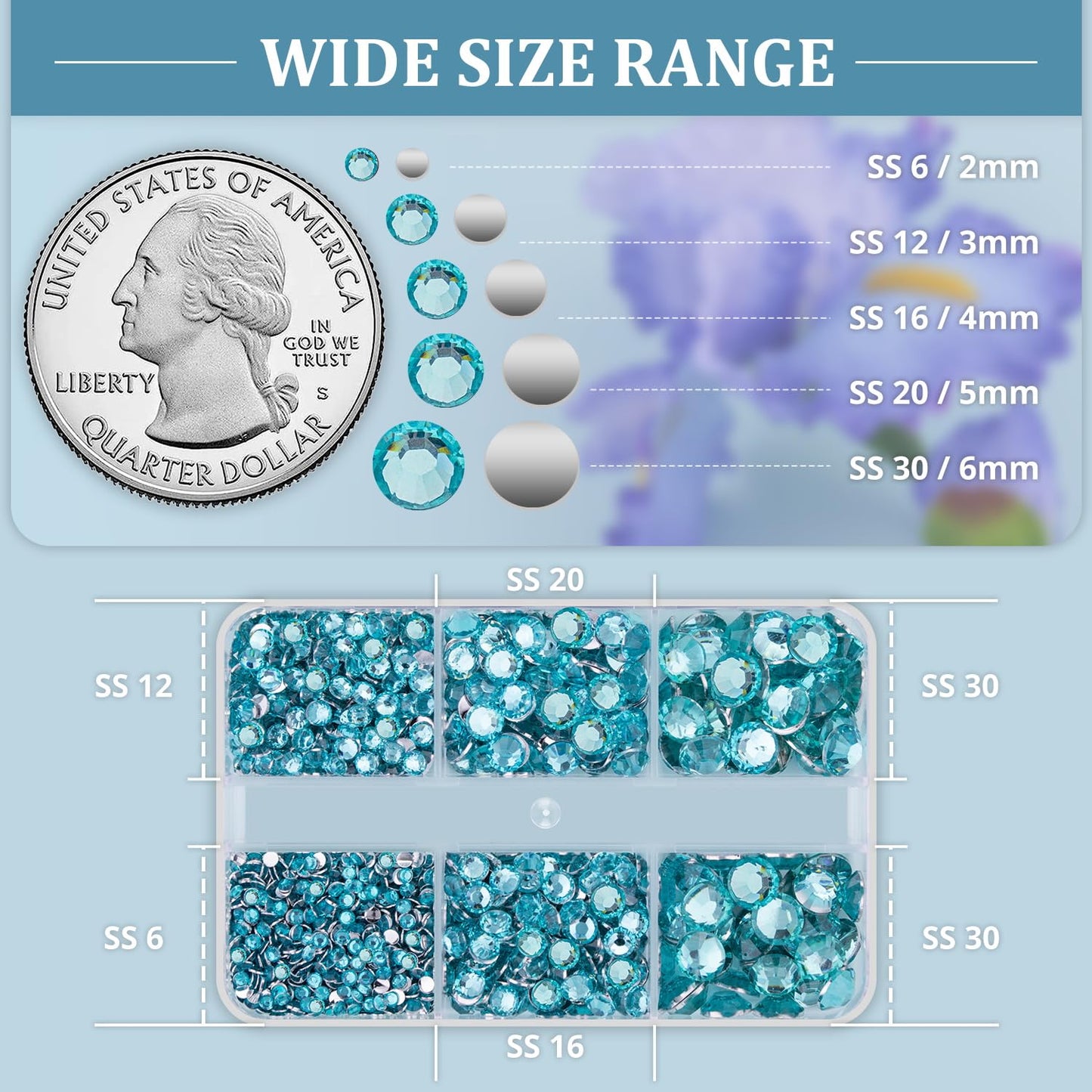 Resin Rhinestones for Crafting, 1 Box Lake Blue Multi Sizes Flatback Bedazzling Crystals for Crafts Nail Art Deco, Non Hotfix Gems Charms for Tumbler Shoes Clothing Fabric Face Makeup-BrightBean Baby