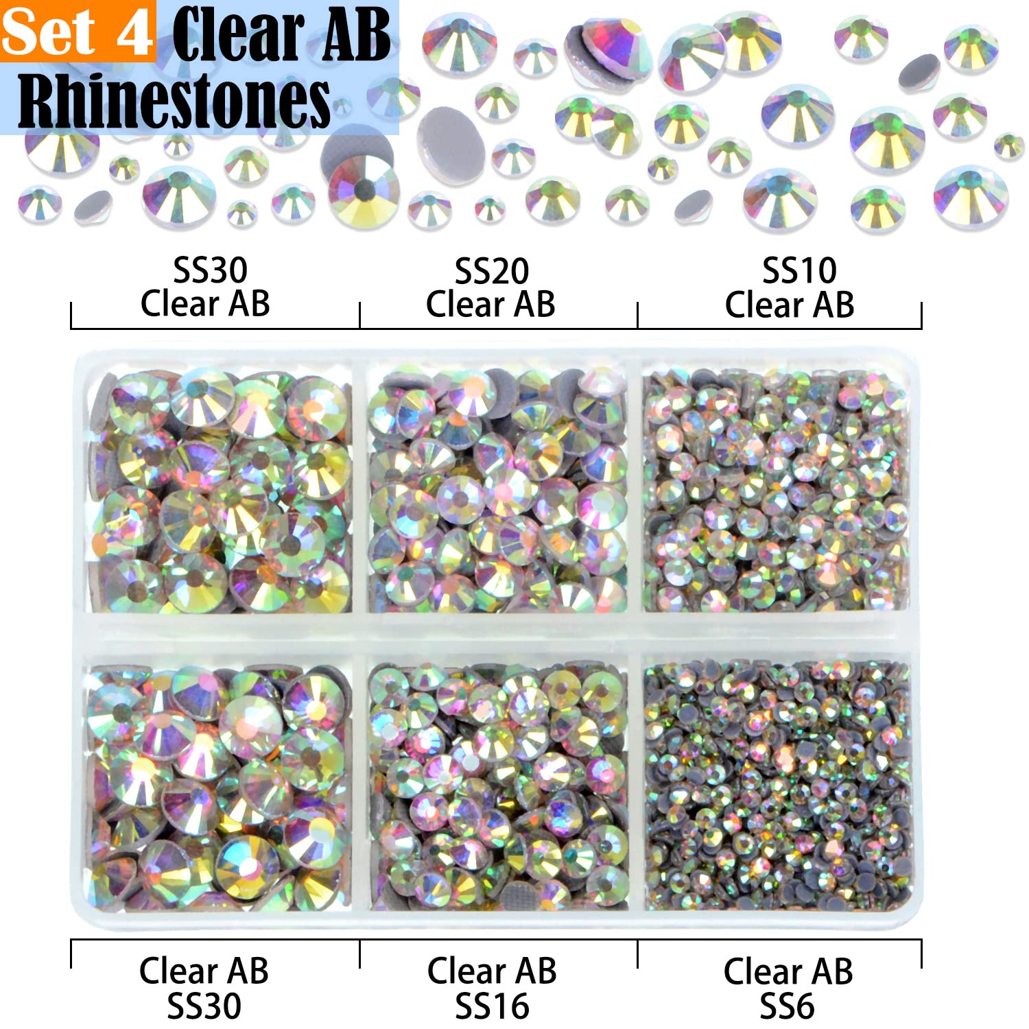 LPBeads 10000pcs Hotfix Rhinestones Flatback Glass Clear and AB Crystal Rhinestone with Tweezers and Picking Pen for Crafts Clothes Nail Art-BrightBean Baby