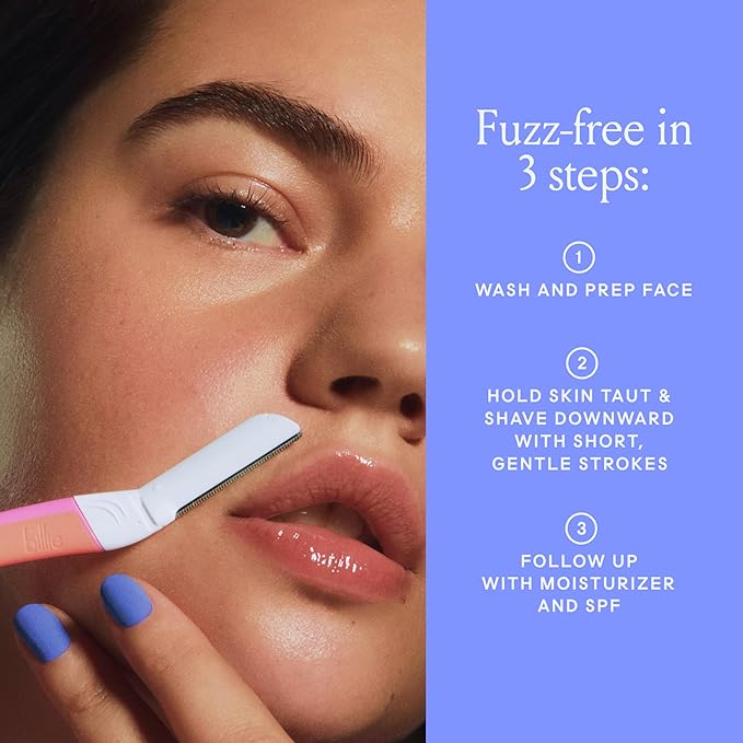 Billie - Dermaplane Starter Kit - Reusable Handle + 3 Refill Blades - Remove Facial Hair + Perfectly Shape Brows - Dermatologist-Approved - Malibu-BrightBean Baby