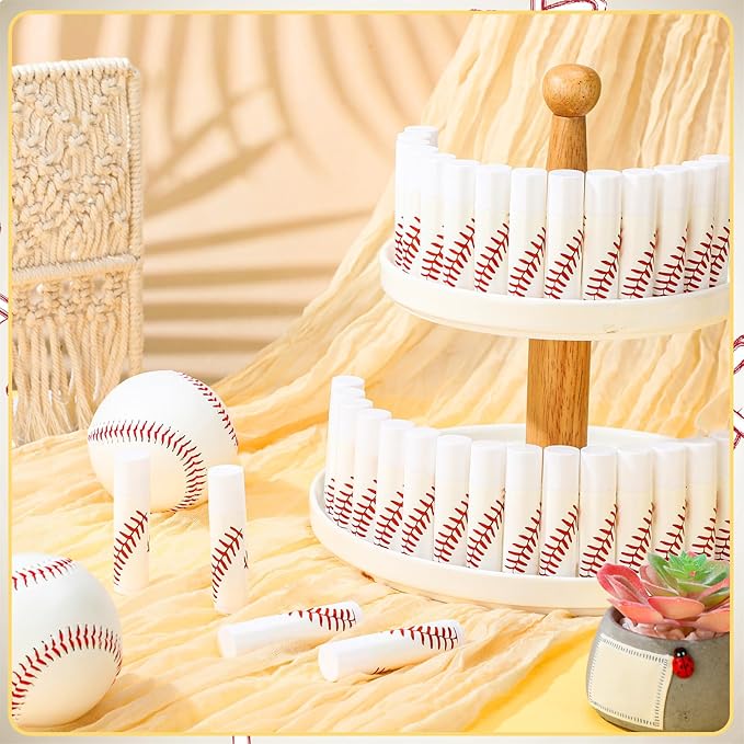 144 Pcs Baseball Lip Balm Hand Cream Set Baseball Party Supply, Include 36 Baseball Lip Balm 36 Moisturizing Hand Cream 36 Baseball Bag 36 Baseball Card and Rope for Baseball Accessories Gifts-BrightBean Baby
