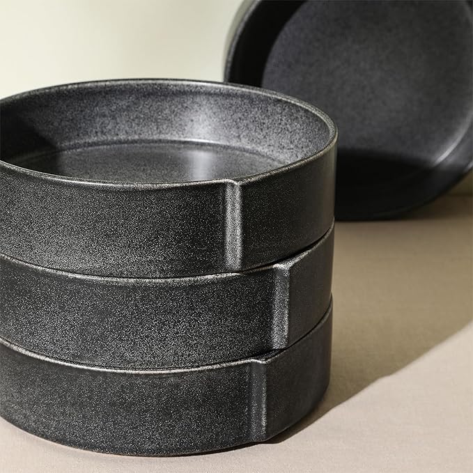 Stone Lain Bao 4-Piece Pasta Bowl Set Stoneware, Charcoal