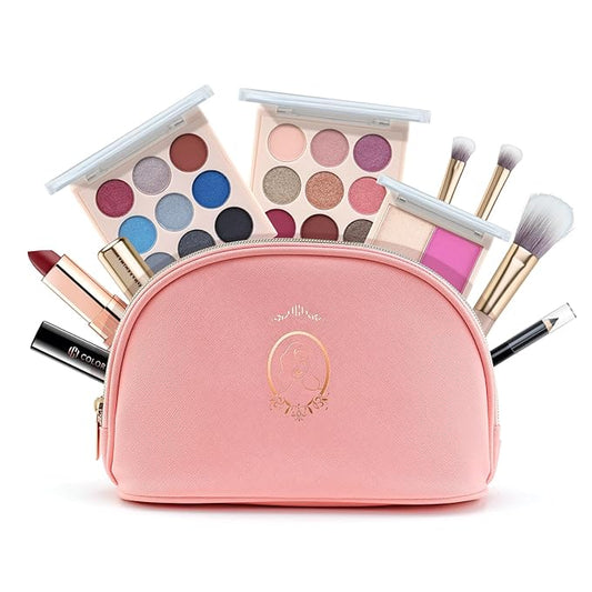 Color Nymph Beginner Makeup Set, Full Starter Cosmetics Set for Teenager Girls with Eyeshadow Palette Blush Lipstick Lip Pencil Eye Pencil Brush Mascara Portable Bag-BrightBean Baby