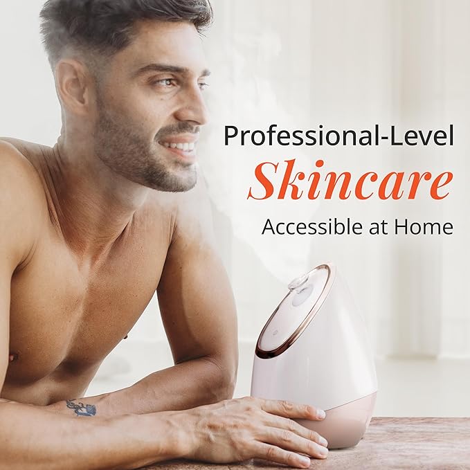 Vanity Planet Aira Ionic Facial Steamer (Rose Gold) - Pore Cleaner That Detoxifies, Cleanses and Moisturizes - Adjustable Nozzle, Water Tank with 3 Essential Oil Baskets-BrightBean Baby