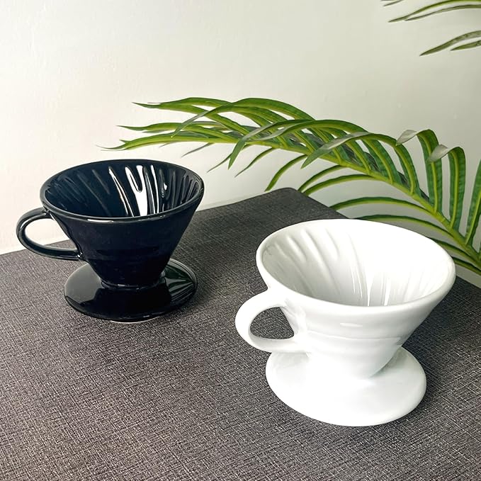 Pour Over Coffee Maker, Single Cup Coffee Dripper, Manual Porcelain Slow Brewing Accessories for Travel, Camping, Office, Home, Cafe, Coffee Gifts (White, Large,2-4Cups)