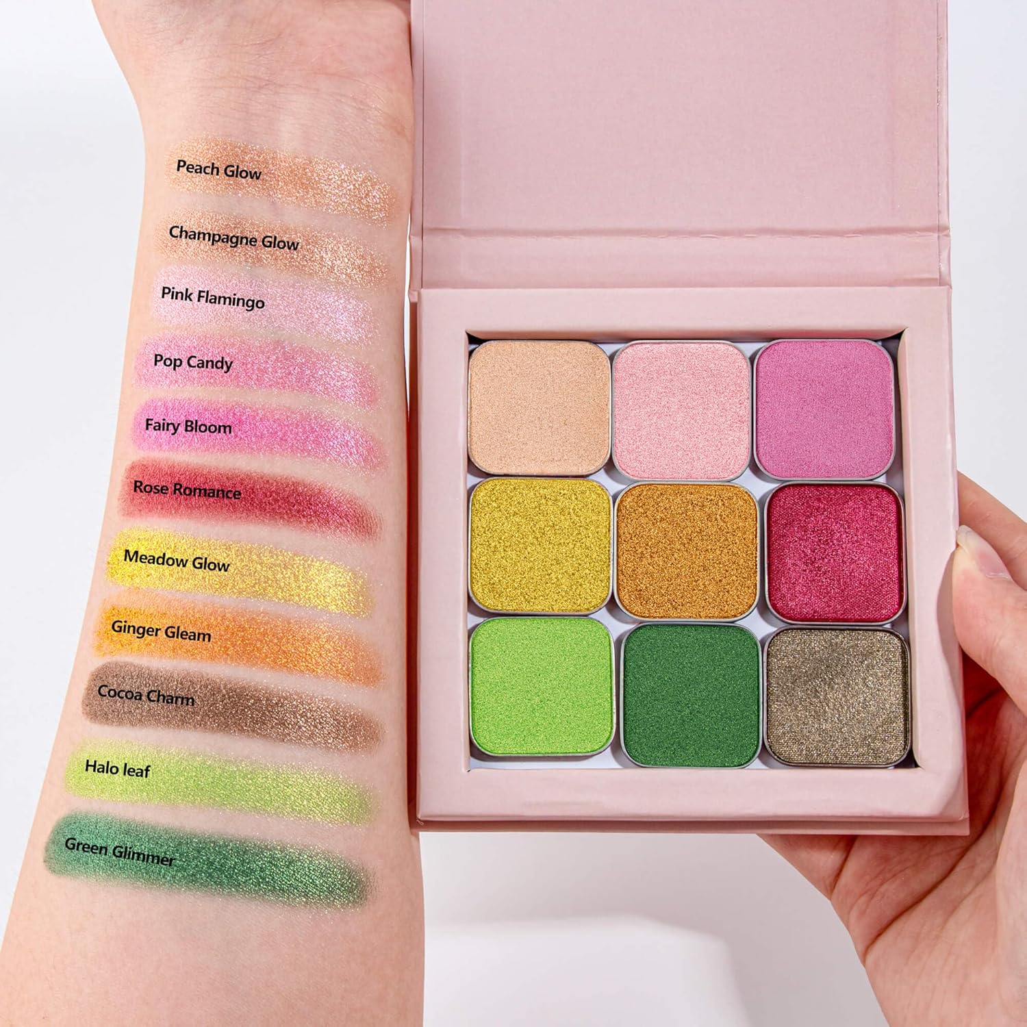 Shimmer Single Eyeshadow Fresh Light Green with Soft Glow Finish, Blendable Powder, Magnetic Pan for Custom Magnetic Makeup Palette (Halo Leaf)-BrightBean Baby