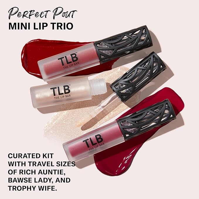 The Lip Bar - Perfect Pout Mini Lip Trio Gift Set (3 Products) - Nonstop Liquid Matte Lipstick & Non-Sticky Lip Gloss - Travel Size - Gift Box - Vegan, Gluten Free, Cruelty Free - Makeup & Cosmetics-BrightBean Baby