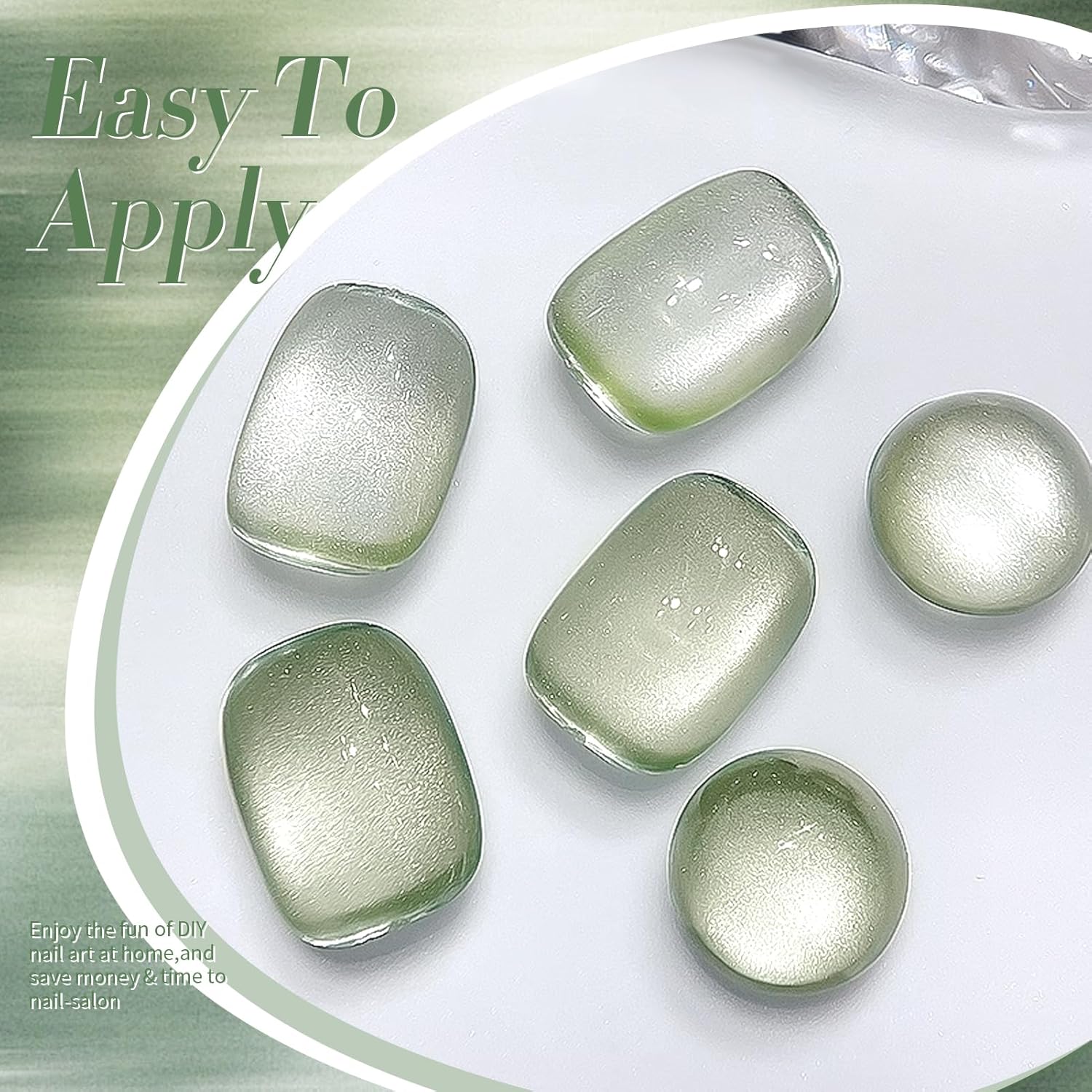 BORN PRETTY Cat Magnetic Eye Gel Nail Polish,Spring Green Jelly Glass Magnetic Gel Polish, Jade Breeze Glitter Soak Off Nail Art Salon Manicure Home Gift 15ml-BrightBean Baby