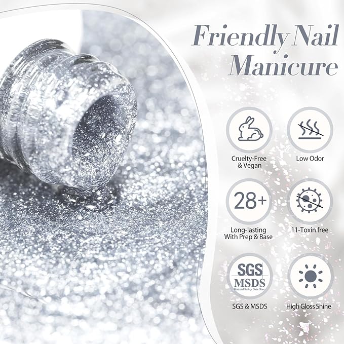 Born Pretty Magnetic Gel Polish Platinum Glitter Cat Magnetic Gel Nail Polish Silver Rose Gold Pink Red Purple Nail Salon DIY at Home-BrightBean Baby