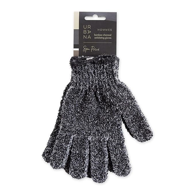 Urbana Spa Prive Men's Bamboo Charcoal Collection, Exfoliating Gloves-BrightBean Baby