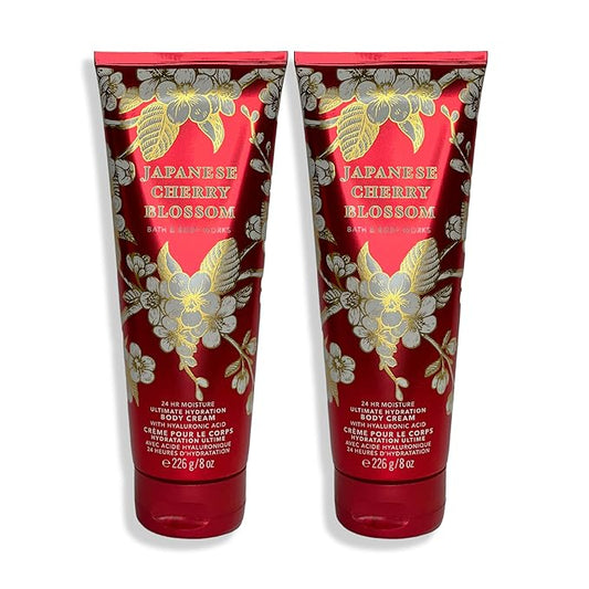 Bath and Body Works Japanese Cherry Blossom Body Cream Ultimate Hydration Gift Set For Women 2 Pack 8 Oz. (Japanese Cherry Blossom)-BrightBean Baby