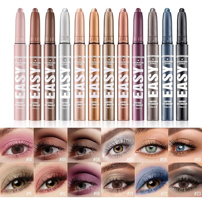 Jolilab Eyeshadow Stick Set, 2 PCS Matte Professional Bright-Colored Contouring and Highlight Stick, Cream Waterproof Long Lasting High Pigmented Eye Shadow (2, 05+21 2pcs)-BrightBean Baby