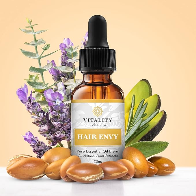 Vitality Extracts Hair Envy - Natural Hair Growth Serum - 100% Pure Essential Oils, 15 Plant Extracts, No Synthetics, No Parabens - Strengthen Hair, Minimize Breakage, Stimulate Follicles-BrightBean Baby